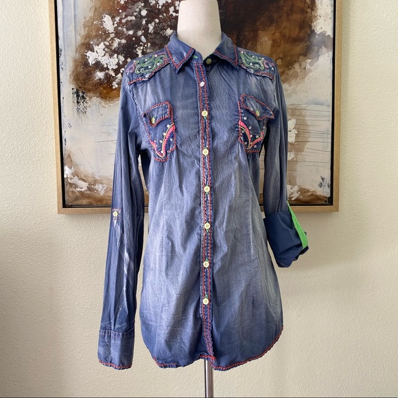 Roar Tops - Roar ~ destined to Roar western cowgirl equestrian button down size L EC ~